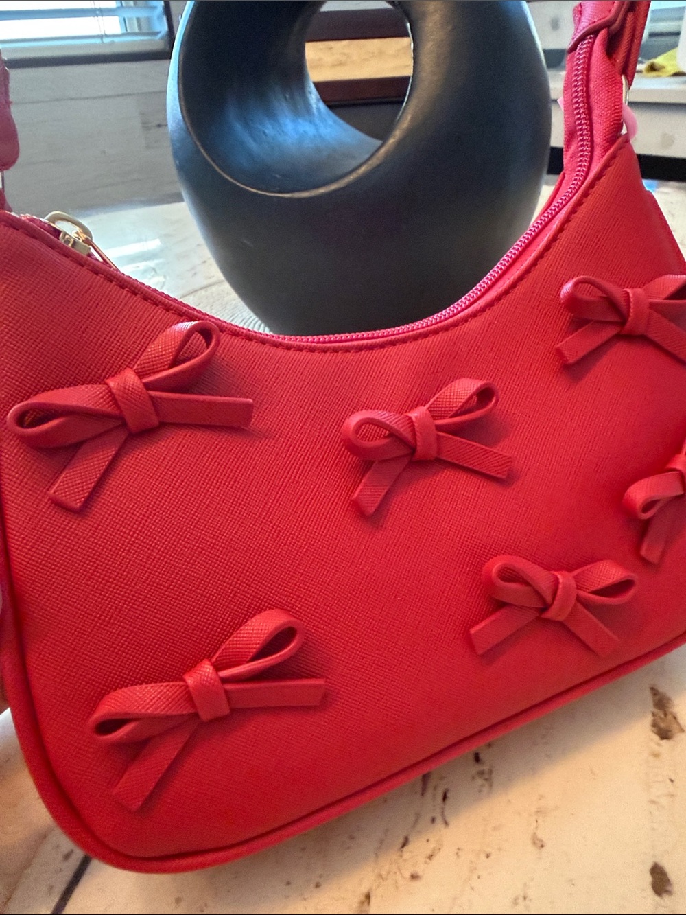 Like Dreams NWT Red Mini Shoulder Bag with Decorative Bows - Picture 5 of 13
